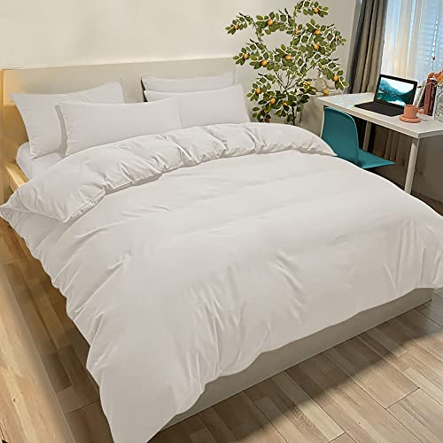 Poligino Bettwäsche 3tlg Gebürstet Microfaser Bettbezug 260x240cm + 2 Kissenbezug 50x80cm mit Reißverschluss Beige