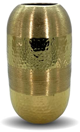 Aluminium Vase rund 14 x 25cm Blumenvase für Pampasgras Trockenblumen Sträuße Gold