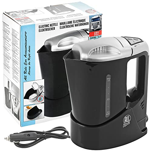 0.8L 24V 300W Thermal Protection Black Travel Electric Kettle for Car Van Lorry Truck