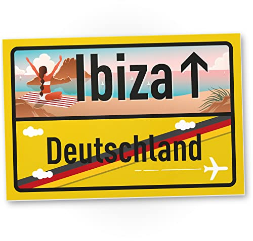 DankeDir! Ibiza Deutschland Ortsschild - Schild 30 x 20 cm - Geschenk Idee Gutschein Reise Urlaub Reisegutschein Männer & Frauen Geldgeschenk Abschiedskarte Geschenkidee Deko Karte