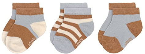 LÄSSIG Kinder Sneaker Socken 3er Set/Hellblau-Karamell Größe 12-14