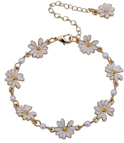 JIJIBA Neue niedliche Blumen Perle Armband Gänseblümchen Blume Armbänder Persönlichkeit Minimalistische Party Bankett Schmuck Geschenk für Frauen