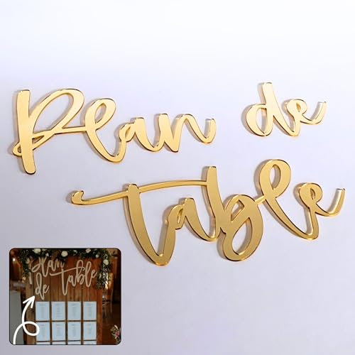 TE Whaka | Plan de table - Mot en plexiglass doré découpé | 30 x 20 cm | DIY mariage à coller sur le plan de table mariage - Décoration mariage