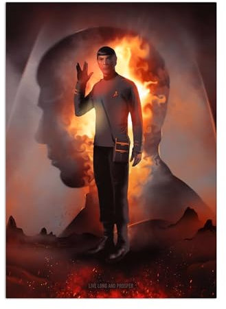 Displate Offiziell Star Trek MetallPoster Magnetische Befestigung Inklusive Lizenziert Bilder Hochwertiges Poster Main Characters Live Long and Prosper Poster 67.5 cm x 48 cm