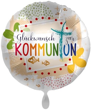 Folienballon Kommunion Glückwunsch Luftballon zur Erstkommunion Junge Mädchen Kinderkommunion Ballon Kommunionsfeier, Made in EU Helium geeignet