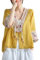 BoShiNuo Broderie chinoise Hanfu Tops National Tang Costume Chemise Col V Femmes Chemisier Traditionnel Cardigan Décontracté Lâche, jaune, XL