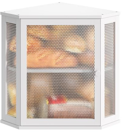 STDDRE Corner Bread Box Kitchen Countertop Extra Large Capacity Farmhouse Bread Box, Corner Countertop Storage, Double Layer Bread Holder (White, Extra Large)