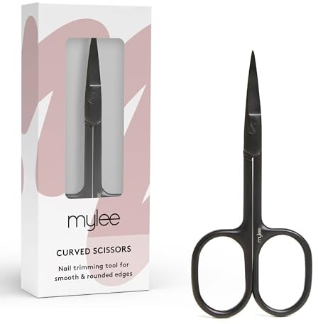 Mylee Ciseaux à ongles à bords incurvés – Professionnels, élégants, noirs mats, en acier inoxydable, de qualité professionnelle pour une coupe précise et lisse, bords arrondis