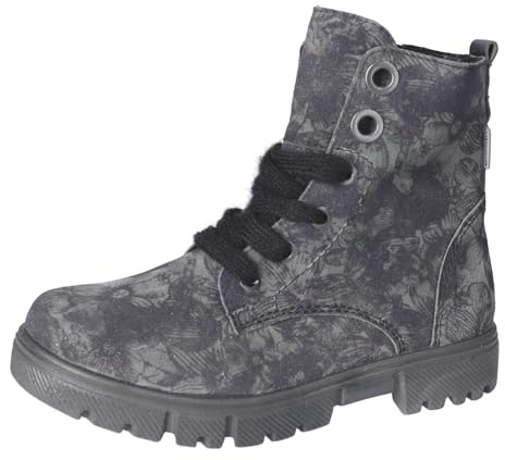 RICOSTA Mädchen Combat Boots SURI, Kinder Stiefeletten, Weite: Mittel, lose Einlage, RicostaTEX, stiefel, bootee, booties, graphit (450), 33 EU