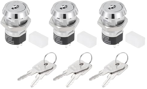 QUARKZMAN 3 Stück 19mm Elektrischer Schlüsselschalter Druckknopf | 2 Positionen 2NO 2NC