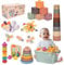 Majabike Montessoriii Spielzeug 7 in 1Baby Spielzeug 6 9 12 Monate 1 Jahr,Sortier Stapelspielzeug,Baby Feinmotorik Sensorisches,Hand Auge Koordination Motorikspielzeug Geschenk für Junge Mädchen