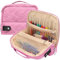 Tasche für Strickennadel Crochet Hook Case Organizer (Leer ohne Zubehör), Stricknadeltasche mit Netzfächern, Reise Tragetasche für Häkelnadeln Stricknadeln Werkzeuge Zubehör,Rosa