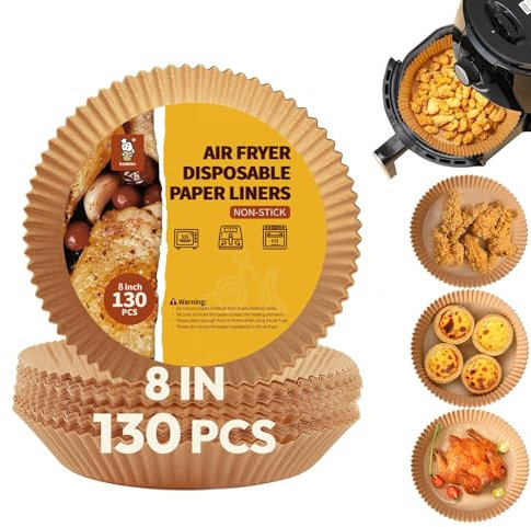 Katbite Backpapier für Heißluftfritteuse für für Ninja, Philips und mehr – 120 Stück 20 cm Rund Papier Einsätze Einweg heißluftfritteuse backpapier zum Rösten, airfryer backpapier