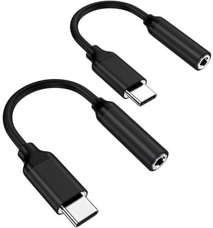 Apple MFi Certified 2 Pack USB C to 3.5mm Jack Adapter, Type C to 3.5mm Headphone Aux Digital Audio Earphone Adaptor for iPhone 16 15 Samsung Galaxy Pixel, iPad (Black)