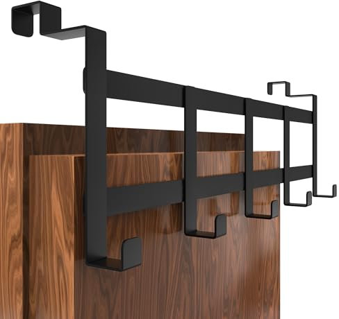 4smile Türgarderobe zum Einhängen, schwarz - Edelstahl Türgarderobe Innenseite, platzsparende Türhaken zum Einhängen - Stabile Türhaken Innenseite, Türhakenleiste für die Rückseite der Tür