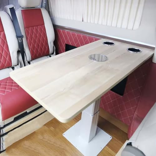 Wohnwagen-RV-Tisch mit Einstellbarer Höhe, RV-Hubtisch, schwebendes Schreibtischregal für Wohnmobilanhänger, für umgebaute Wohnmobile zu Hause, Camping-Picknick im Freien (Farbe: Weiß)