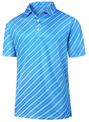Boyzn Herren-Poloshirt Feuchtigkeitsübertragung Casual Fit Performance Sport bedrucktes Poloshirt Blue Stripes-08-S