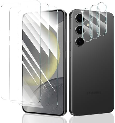 Verre Trempé pour Samsung Galaxy S24, 3*Film Protection écran Protecteur et 3*Caméra Arrière Protecteur, Vitre Protecteur, Ultra Résistant, HD Ultra Transparent, Dureté 9H Glass, Anti Rayures