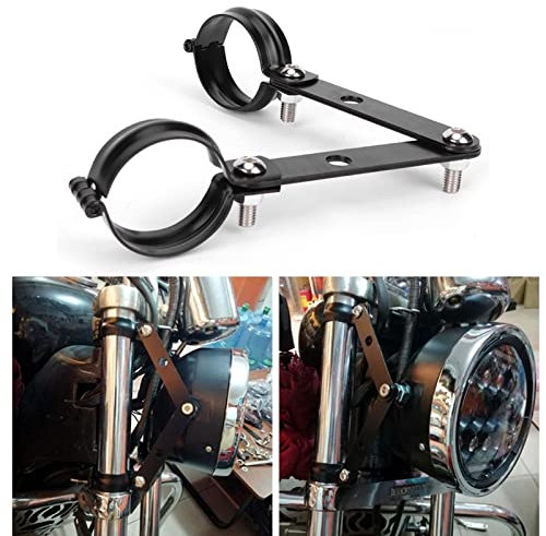 lvifloae Schwarze Motorrad-Scheinwerferhalterung, Gabel-Befestigungsclip, universelles Zubehör für 34–41 mm (51–60 mm)