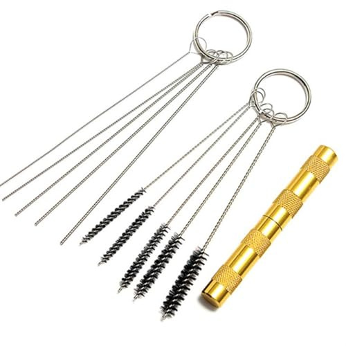 TSUOUKL 11 Stück Airbrush Reinigungsset, Airbrush Cleaner Professionell LuftbüRste EnthäLt 5*ReinigungsbüRsten 1 *Waschnadel, 5*Reinigungsnadeln DüSenwerkzeug Airbrush Reinigungsset