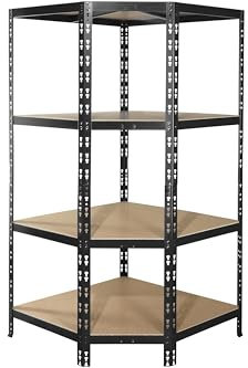 Callidus schwerlast Eckregal Rio für 60 cm Tiefe Regale | 179x90x90x60cm ✓ schwarz | 4 Böden je max. 175 kg Tragkraft ✓ Schwerlastregal Metallregal Lagerregal Kellerregal Werkstattregal