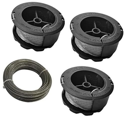 XYWOPO Line String Trimmer Spool, for Bosch, F016800570 Replacement Trimmer Spool Garden Grass Trimmer Line 1.6mm 6m, for Bosch, GrassCut Grass Trimmer (3 Spool+1 Line) Lawn Mower Spool(BLACK 3 Spool+