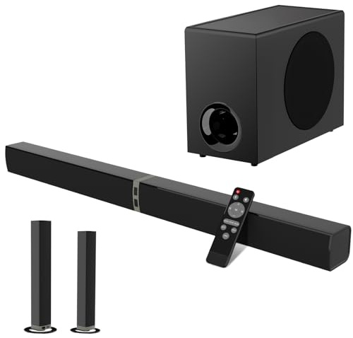 MZEIBO Sound Bar with Subwoofer,120W Soundbar for Smart TV Surround Sound Home Theater System Bluetooth 5.3 Audio Compatible with ARC, AUX, Optical