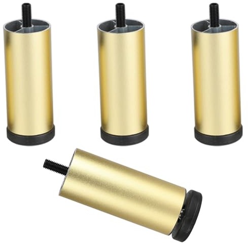 SZLXJMFL Pieds de Meuble 10cm, Lot de 4 Pieds de Table Doré Pied Canapé Réglable Pied de Chaise Aluminum Alloy | Anodisé Pattes Armoire Hauteur: 6-30cm Commode Sièges Casier Wardrobe Etagères 10cm/4