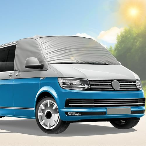 ELNLE Frontscheibenabdeckung für VW t5 t6 Windschutzscheibenabdeckung Anti-Schnee Sonnenschutz Auto Frontscheibe – Winter Sommer Geeignet, Silberbeschichtung für VW Wohnmobil