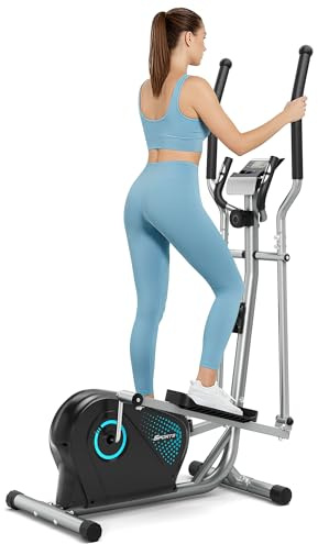 YOLEO Ellittica da Casa Silenziosa, 16 Livelli di Resistenza Regolabili, Volano da 6 kg, Sensore Cardiaco e Schermo LCD, Apparecchio Fitness Cardio Completo