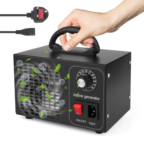 Ozone Generator 60000mg/h with 120 Minute Timer, Industrial Ozone Machine Air Purifier for Large Rooms up to 320 m², Portable Air Treatment Unit for Home Office Garage Farm and Odour Reduction