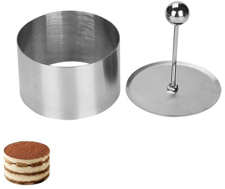Kuchenringe 6cm, Runde Reisbällchenform aus Edelstahl, Onigiri-form, Tiramisu-form zum Selbermachen, Kuchenringform mit Pressdeckel zum Backen Und Kochen in Der Küche