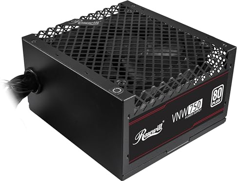 Rosewill VNW 750W 80+ Blanco Certificado, diseño PFC Activo no Modular, Fuente de alimentación de bajo Ruido, Condensador electrolítico, Ventilador silencioso FDB de 120 mm - 5 años de garantía