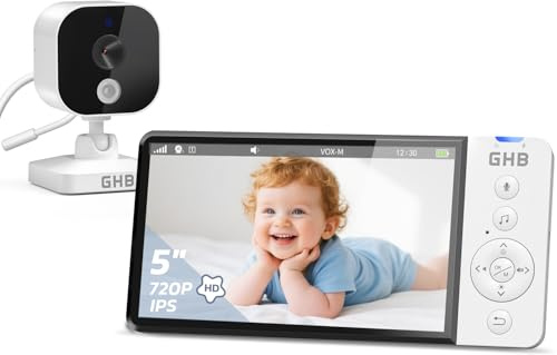 GHB Baby Monitor Video e Audio 5, Schermo IPS 5000mAh