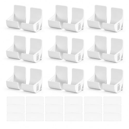 huoanpo 9 Pairs Bin Bag Holders, Self-Adhesive Roll Storage Brackets | Set of 9 Pairs, Adjustable Spacing, Self-Adhesive No-Drill Installation, Fits Rolls up to 6 cm for Tidy Cupboard Storage