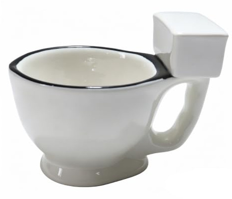 Sylen Novedosa taza de cerámica para inodoro con asa, 200 ml, para uso en casa, oficina, cocina, escritorio