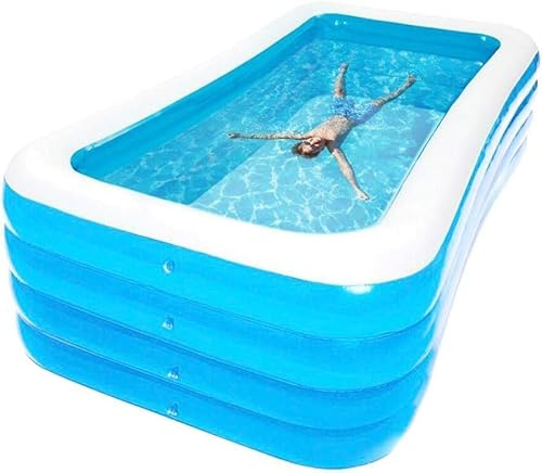 Piscina Gonfiabile Rettangolare Famiglia 300x200cm | Piscina Giardino 4 Strati Extra Spessi | Ampia Vasca da Bagno per Bambini e Adulti | Resistente all'Urto e ai Raggi UV, Facile da Pulire