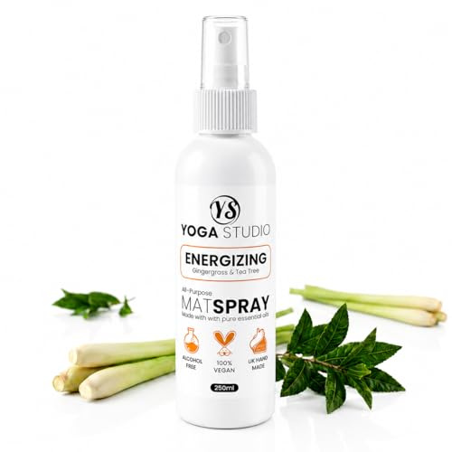 Yoga Studio Energizing (Gingergrass & Tea Tree) Yoga Mat Wash | Natural Antibacterial Cleaner Refreshing Spray | Non Irritating Sweat Remover | Fitness Gym Equipment Cleaner (250ml)