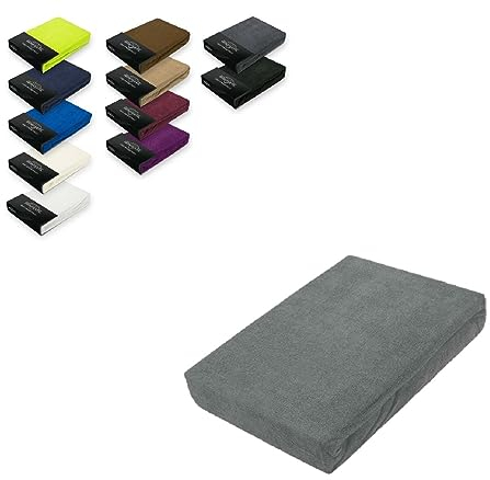 EXKLUSIV HEIMTEXTIL Frottee Spannbettlaken 140-160 x 200 cm 80% Baumwolle, 20% Polyester Öko - Tex Zertifiziert, Markenqualität, Matratzenhöhe bis 25 cm, Grau