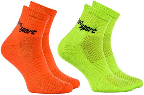 Rainbow Socks - Donna Uomo Neon Calze Sportive - 2 paia - Arancione Verde - Taglia 39-41