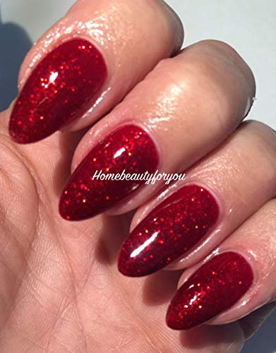 Bluesky GLITTER Nail Gel Polish UV LED Soak Off 10ml, Choose Your Christmas Glitter (FLAME, BRIGHT RED)