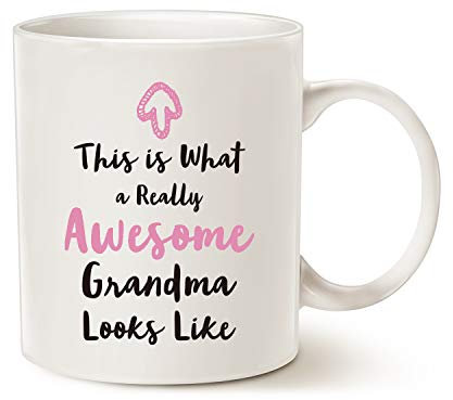 This Mothers Day Gifts Grandma Coffee Mug from Granddaughter Grandson, This is What a Really Awesome Grandma Looks Like Birthday Gifts Idea for Grandma Grandmother Cup White, 11 Oz