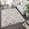 TAPISO Versay Teppich Shaggy Hochflor Langflor Grau Creme Geometrisch Modern Karo Gitter Vierecke Design Wohnzimmer Schlafzimmer ÖKOTEX 200 x 300 cm