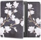 kwmobile Custodia eReader Compatibile con Kobo Glo HD/Touch 2.0 Cover - eBook Reader Flip Case - marrone grigio/bianco/grigio scuro - Magnolie