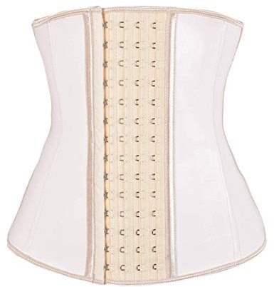 Hopgo Waist Trainer for Women Latex Underbust Waist Corsets Cincher Sport Girdle Hourglass Body Shaper, 4 Row Hook (Skin, 9 Bones), 3XL(waist 35.4-38.2)