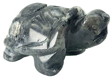 favoramulet Stein-Schildkröten-Statue, handgeschnitzte Schildkröte, Tierfigur, Fengshui-Skulptur, Heimdekoration, schwarzer Labradorit