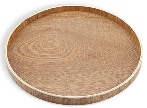 Holz-Schale zum Dekorieren, Rundes Holztablett, Tablett Serviertablett, 30cm Hölzerner Platten Tablett Holz Küchentablett Holztablett Serviertablett aus Holz für Tee, Obst, Süßigkeiten, Lebensmittel