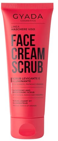 GYADA COSMETICS, Gesichtspeeling glättend und aufhellend, Peeling, feuchtigkeitsspendend, für alle Hauttypen, Formel auf Basis von Mango, Papaya und Ananas, Goldton und Sheabutter, 75 ml