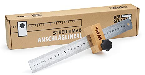 Wfix Streichmaß Metall 300mm mit Anschlag - [EG-1] Anreisswerkzeug für Holz - Parallelanreisser Lineal-Anschlag - Speedmarker Streichmaß