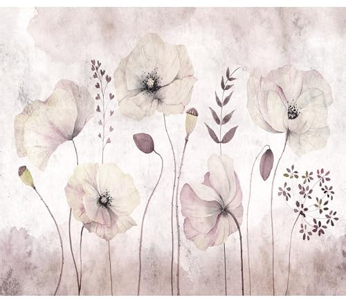 decomonkey Fototapete Mohnblumen Blumen 100x70 cm Tapete Fototapeten Vlies Tapeten Vliestapete Wandtapete moderne Wand Wandbild Schlafzimmer Wohnzimmer Natur Pflanzen